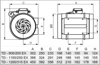 S&P Halbradial-Rohrventilator TD-1200/315 Ex