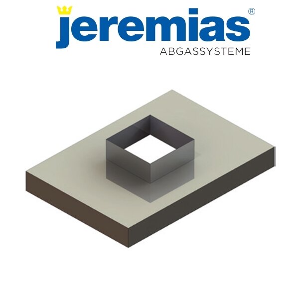 Kaminabdeckplatte Ausschnitt quadratisch, mit Stutzen